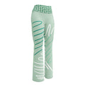Legging évasé vert menthe à imprimé graphique vert et blanc, taille haute à motifs.