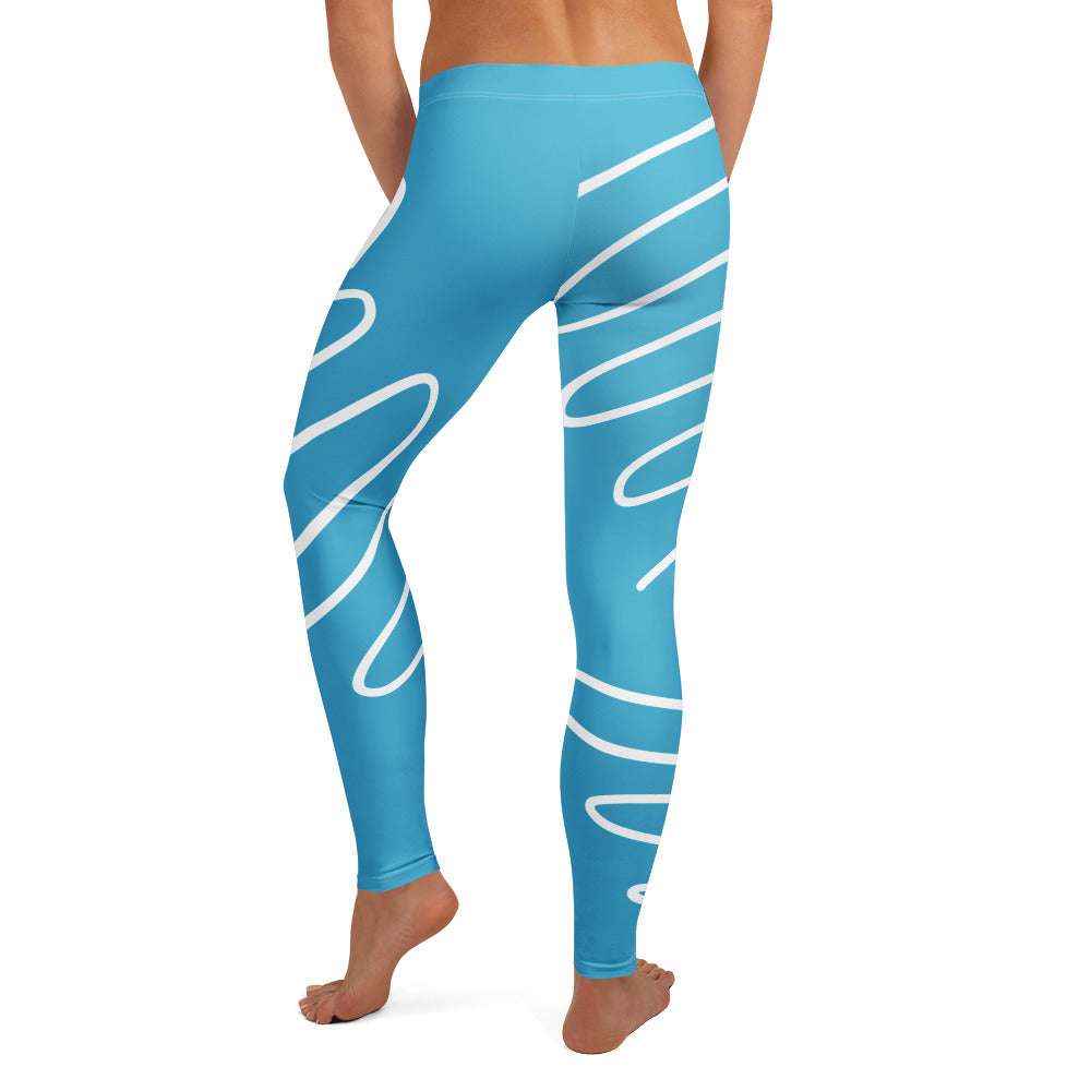 Legging BLUE JEANS bleu clair, motif abstrait blanc sur l’arrière, coupe ajustée