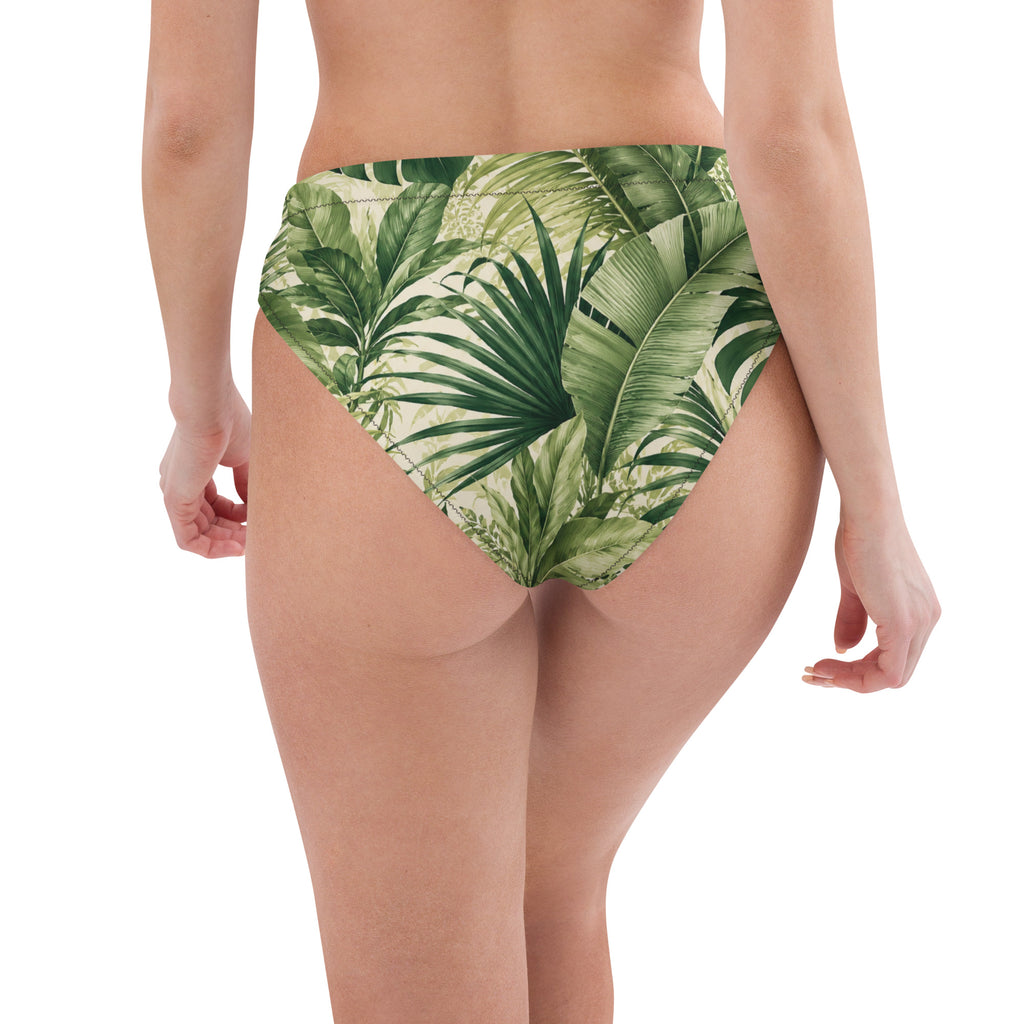 Bas de bikini imprimé feuilles de jungle vert, vue arrière