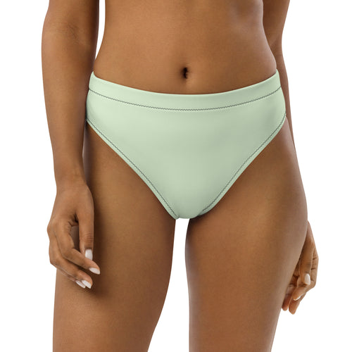 Bas de bikini PORTOFINO vert clair, taille mi-haute, vue de face, coupe classique, coutures ton sur ton.