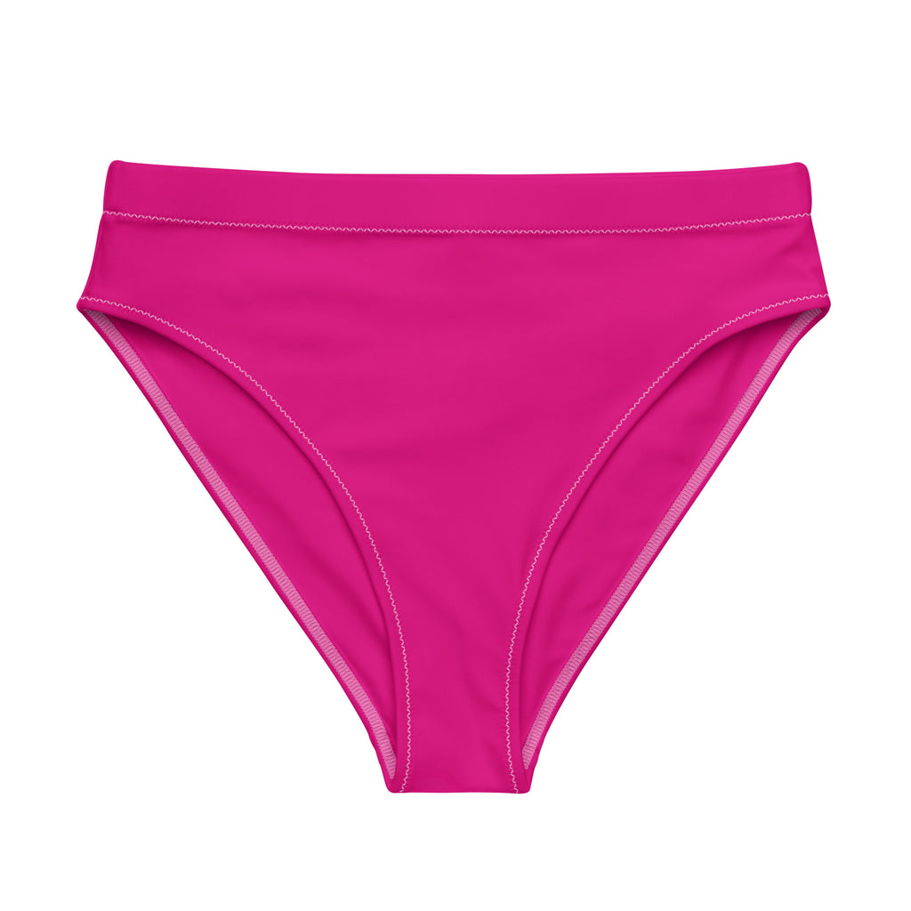Bas de bikini PORTOFINO rose fuchsia, coupe taille mi-haute, coutures contrastées
