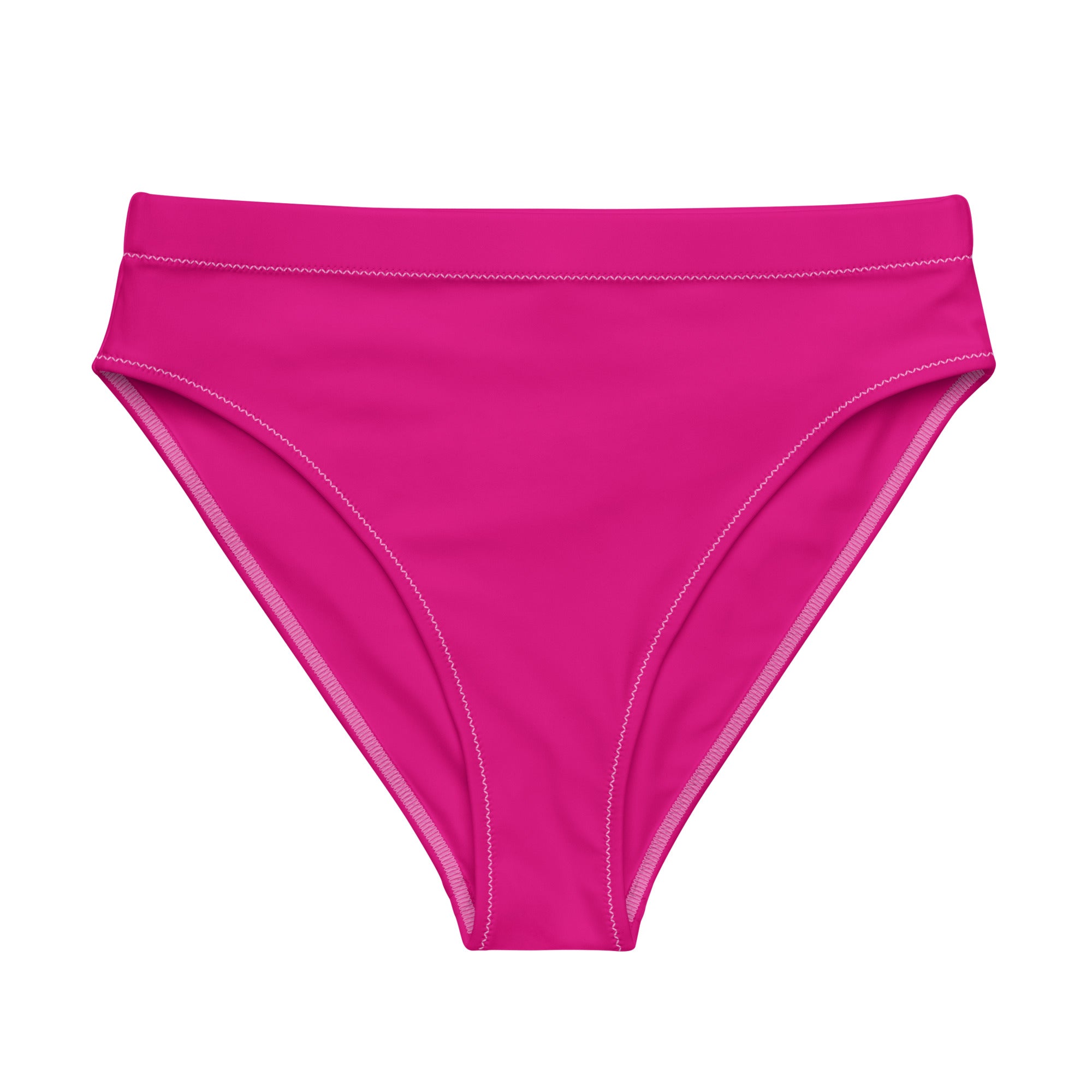 Bas de bikini PORTOFINO rose fuchsia, coupe taille mi-haute, coutures contrastées