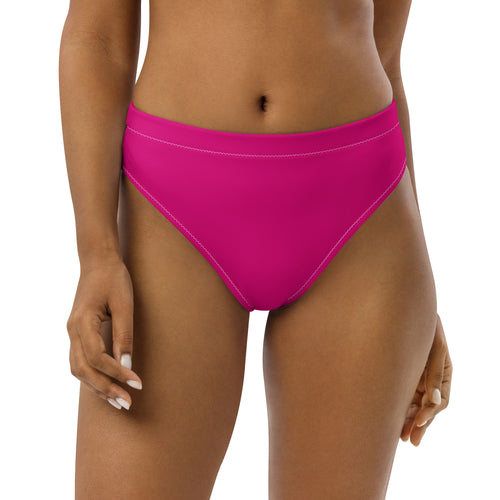 Bas de bikini PORTOFINO rose fuchsia taille mi-haute, vue de face