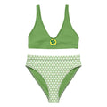 Ensemble de bikini vert à motif trèfle, haut brassière et bas taille haute