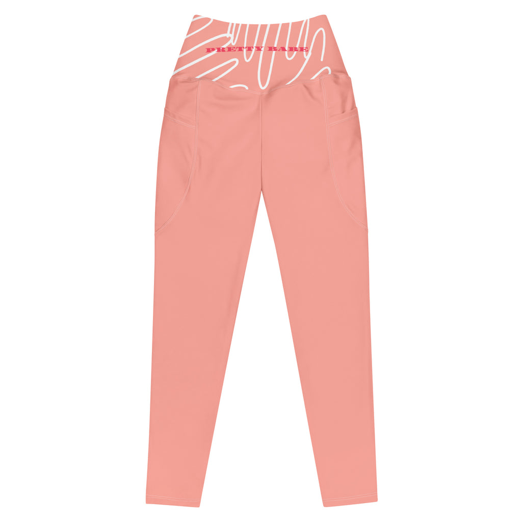 Leggings rose avec poches latérales et bande de taille élastique, vue arrière