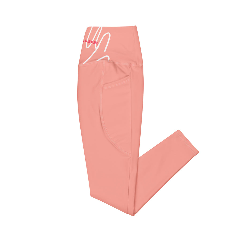 Leggings rose à poches avant, coupe près du corps et taille haute