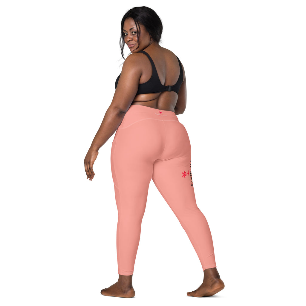 Leggings avec poches SWEET BABY GRAFITTI, rose, vue de profil, motif graffiti et petites étoiles.