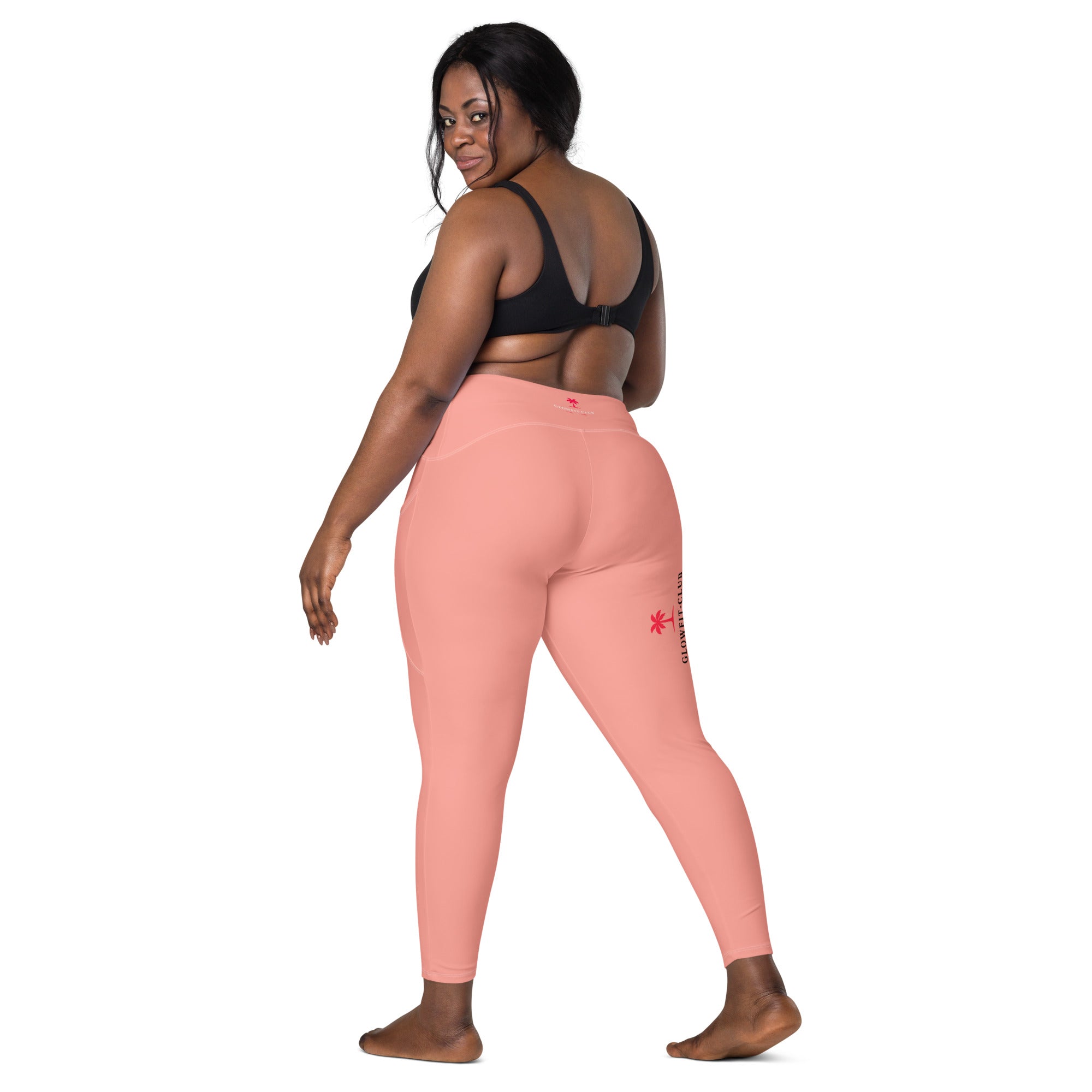 Leggings avec poches SWEET BABY GRAFITTI, rose, vue de profil, motif graffiti et petites étoiles.