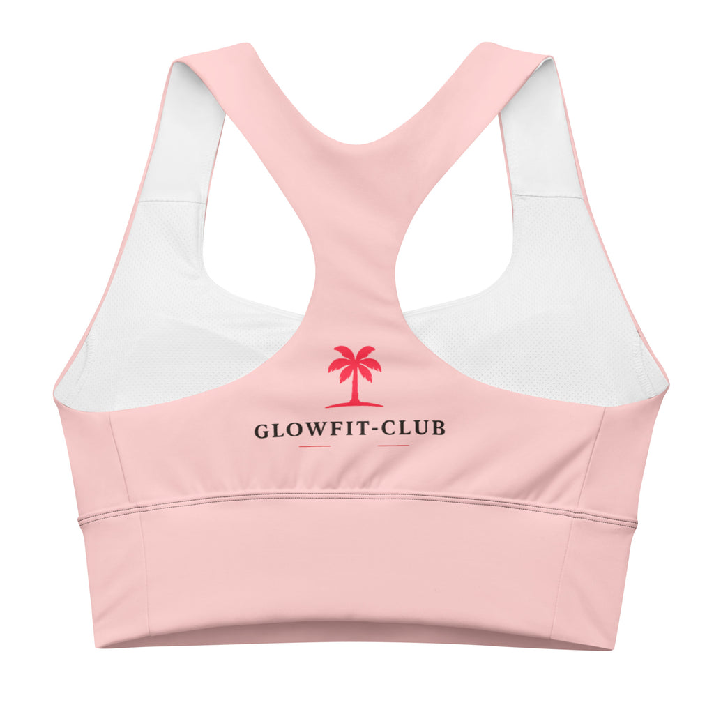 Brassière rose pâle rembourrée avec logo GLOWFIT-CLUB sur le devant
