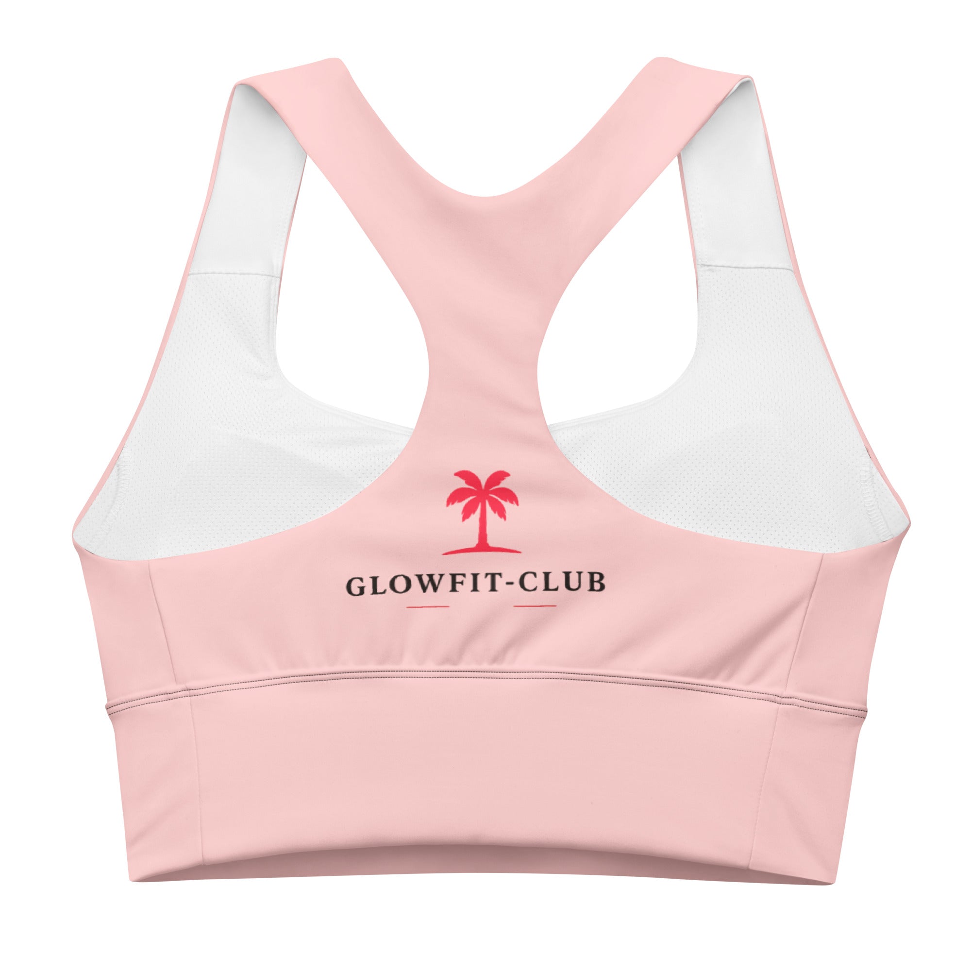 Brassière rose pâle rembourrée avec logo GLOWFIT-CLUB sur le devant