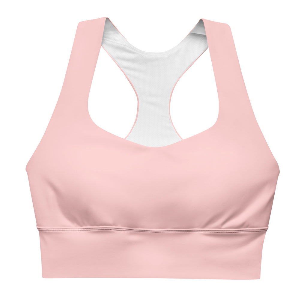 Brassière de sport rose pâle rembourrée, encolure dégagée, maintien souple