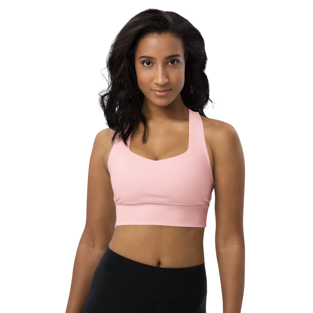 Brassière rose pâle rembourrée à bretelles larges, encolure dégagée devant