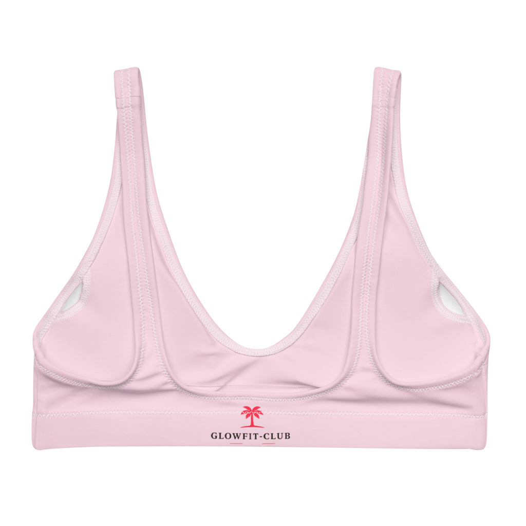 Haut de bikini PORTOFINO rose clair avec logo GLOWFIT-CLUB, bretelles réglables