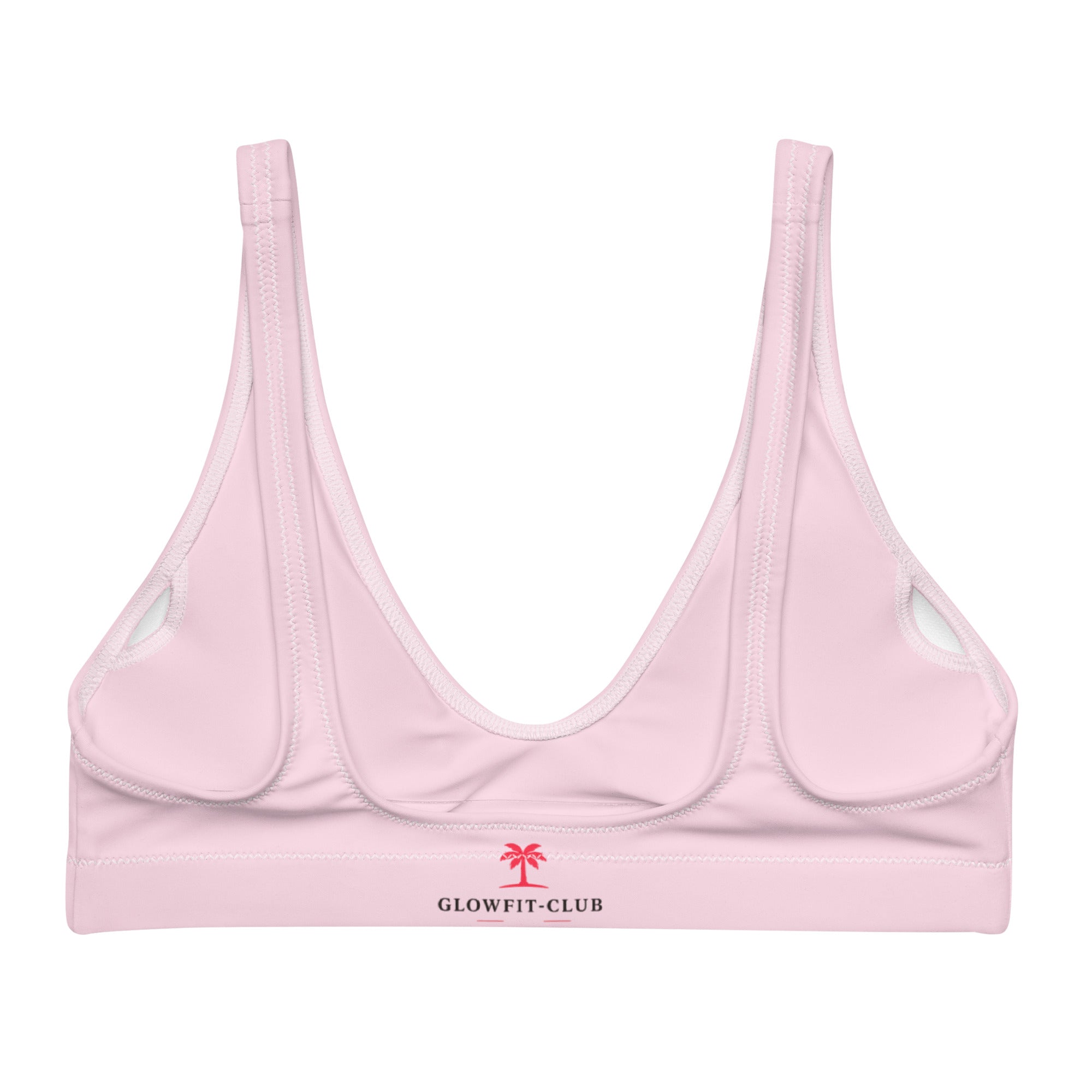 Haut de bikini PORTOFINO rose clair avec logo GLOWFIT-CLUB, bretelles réglables