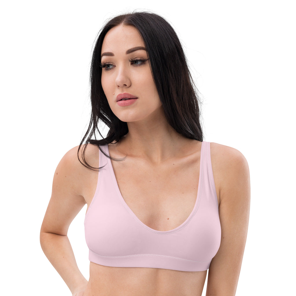 Haut de bikini rose pâle, brassière à encolure ronde, bretelles fines