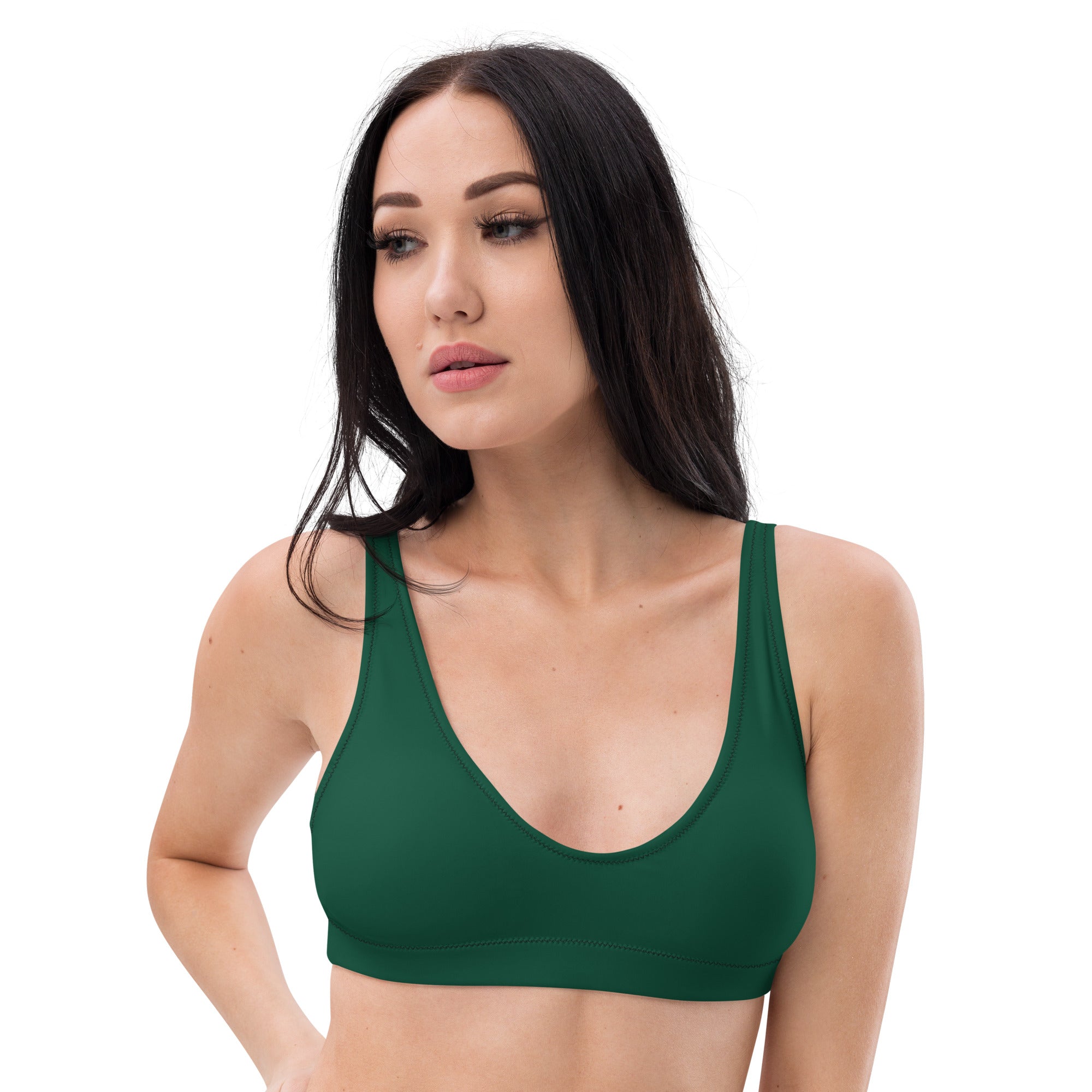 Haut de bikini PORTOFINO vert émeraude, encolure V, maintien sport