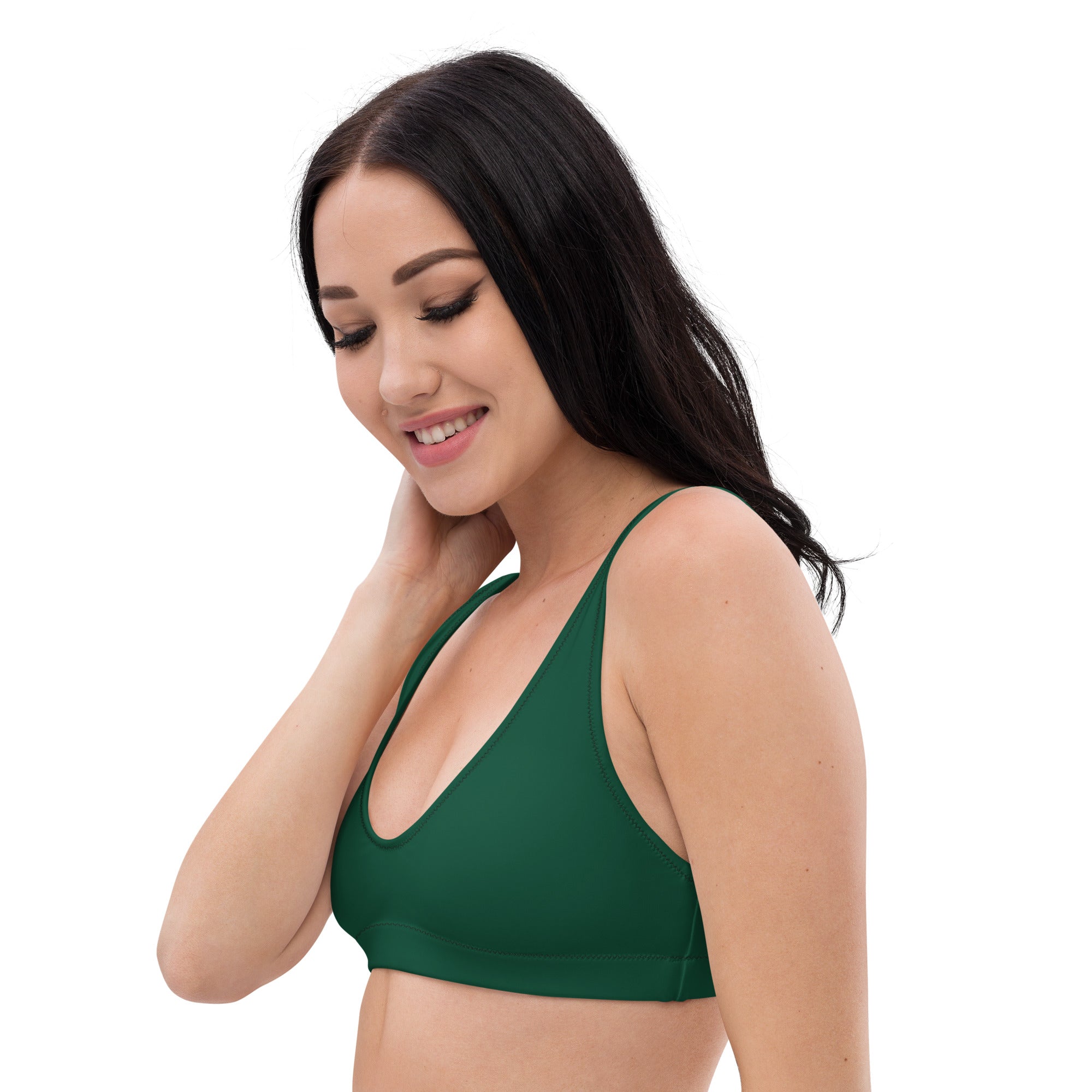 Haut de bikini PORTOFINO vert émeraude, décolleté V, coupe lisse