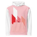 Sweat à capuche rose clair bicolore avec impression graphique rouge et blanc