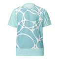 T-shirt homme bleu aqua imprimé blanc, col V, manches courtes.