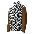 Veste de survêtement homme zippée à capuche, motifs cercles noir et blanc, manches marron