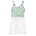Robe de tennis verte menthe et blanche, sans manches, imprimé sur le haut, jupe évasée