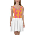 Robe de tennis sans manches motif fleuri rose et jaune, jupe blanche évasée