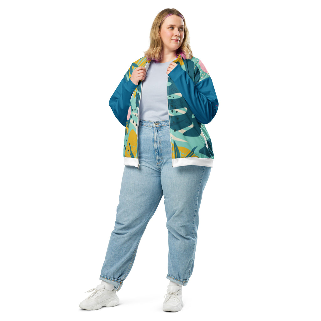 Veste de bombardier CORALIA imprimée multicolore, col rond, fermeture zippée, ourlet côtelé