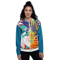Veste de bombardier JUNGLE FEVER multicolore à imprimé végétal, zip frontal, col montant.