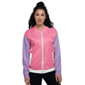 Veste de bombardier SWEET BABY rose et mauve à fermeture zippée, bord côte blanc