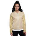 Veste de bombardier GOLDEN beige à fermeture éclair blanche, col et bords côtelés.
