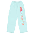 Pantalon large aqua à taille élastique, jambe ample, impression latérale GLOWFIT-CLUB.