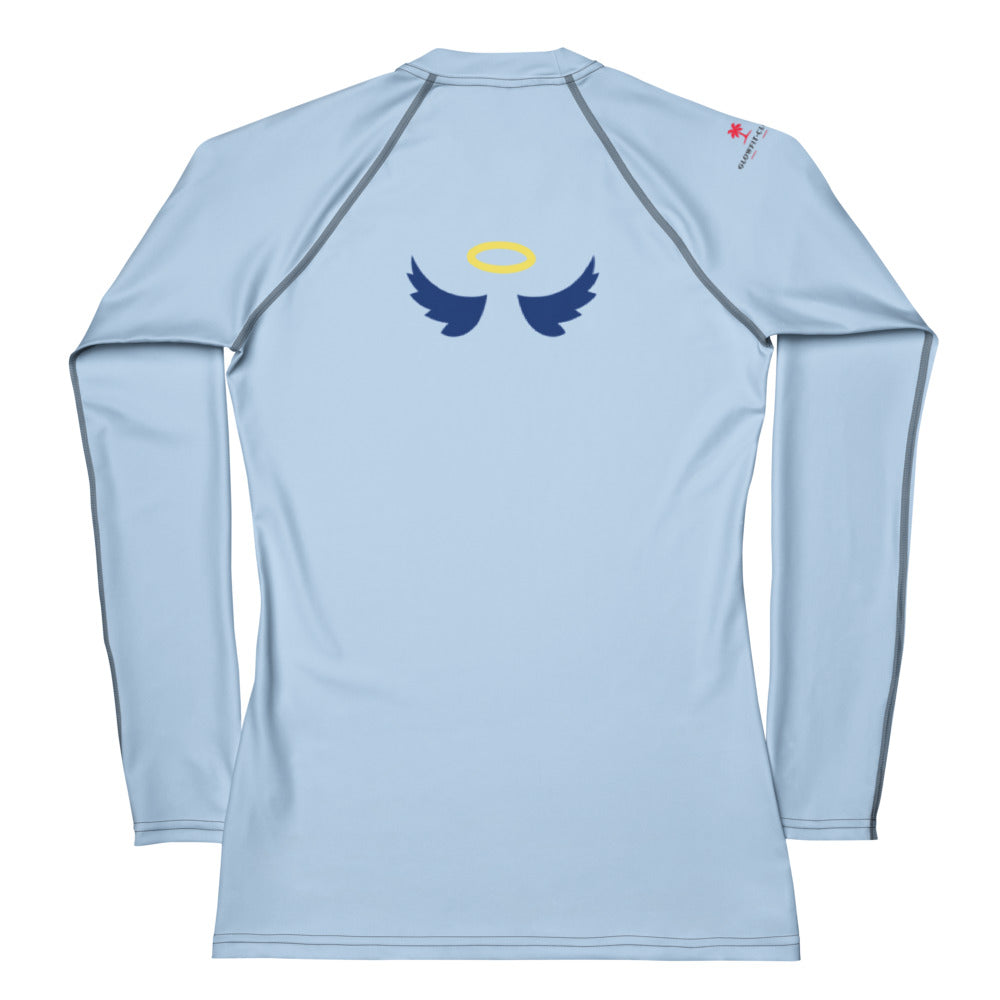 T-shirt de compression CIRCLES bleu clair, logo ailes dans le dos, coutures raglan