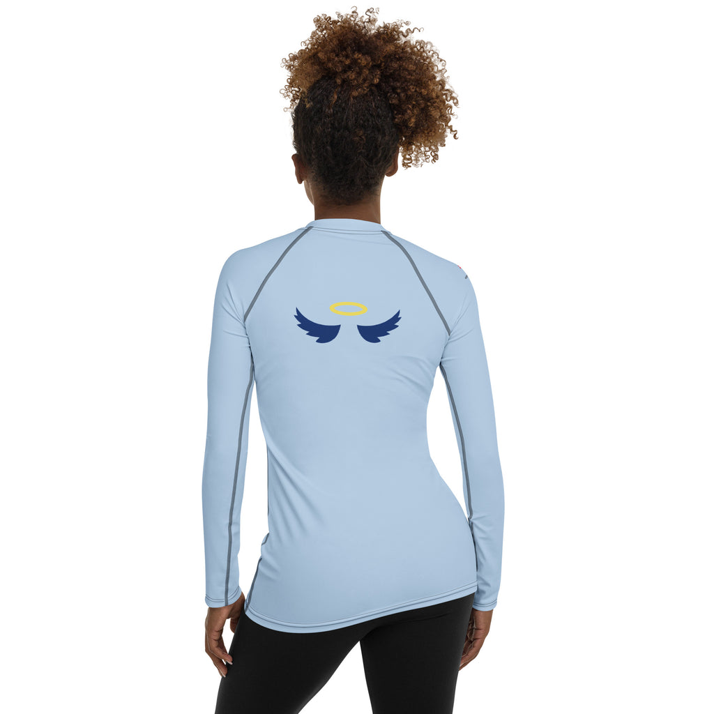 T-shirt de compression CIRCLES bleu clair à manches longues, vue dos avec logo ailes