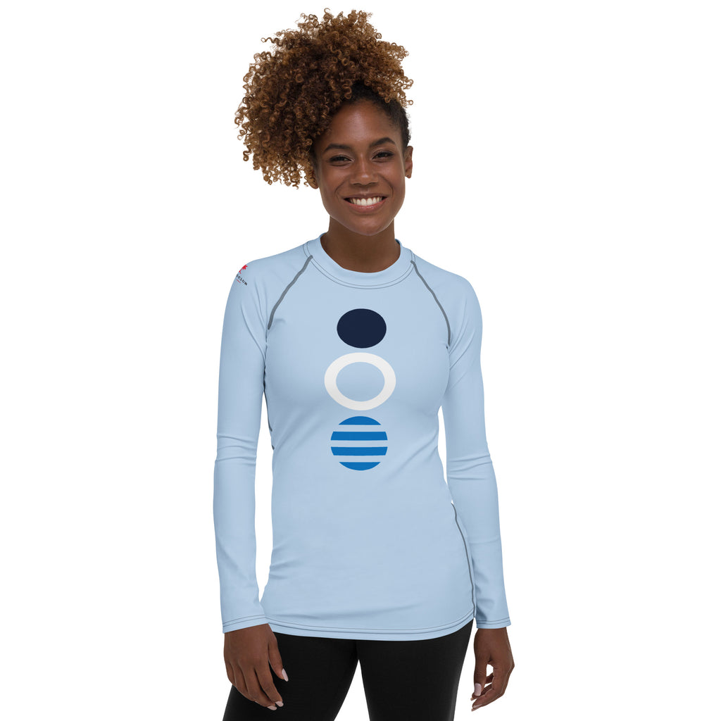 T-shirt de compression CIRCLES bleu clair à manches longues, logo cercles sur l’avant