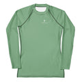 T-shirt de compression vert à manches longues raglan, logo poitrine discret.