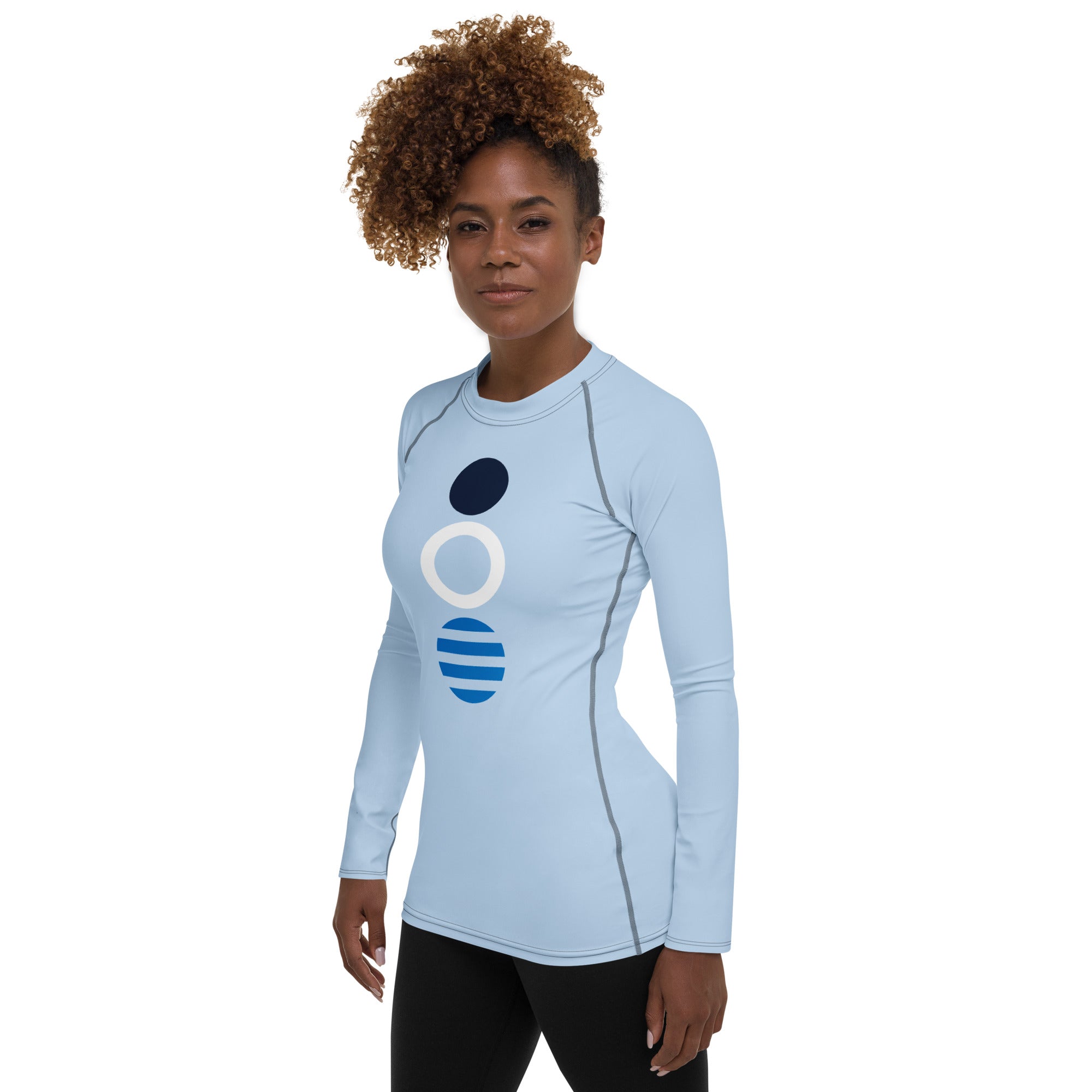 T-shirt de compression CIRCLES bleu clair manches longues, logo cercles sur l’avant