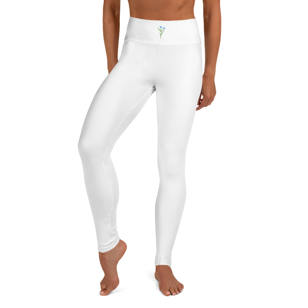 Legging blanc taille haute, coupe près du corps, coutures lisses