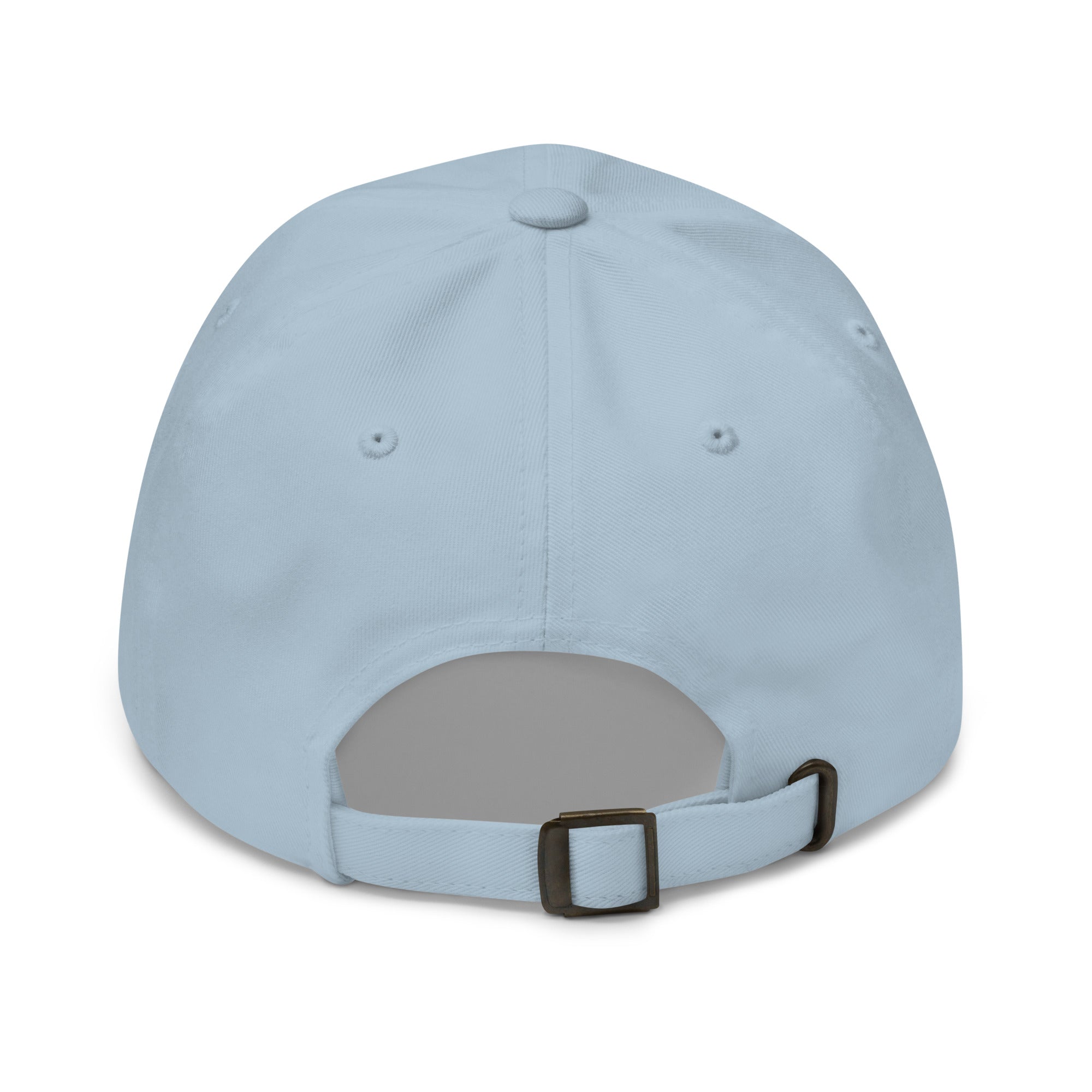 Casquette bleu clair vue de dessous avec sangle réglable et boucle