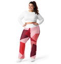 Legging évasé à taille haute, panneaux géométriques rose, rouge et bordeaux.