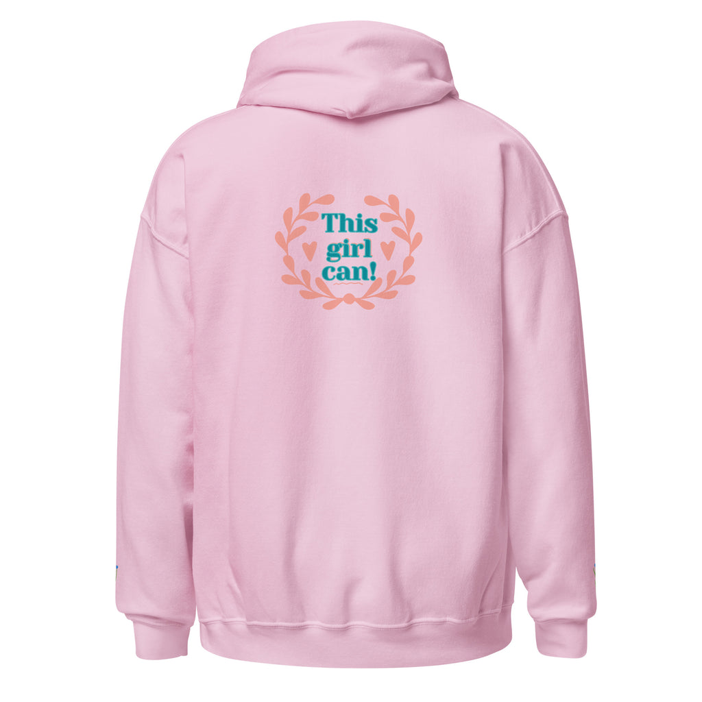 Sweat à capuche rose pâle avec logo « This girl can! » au dos