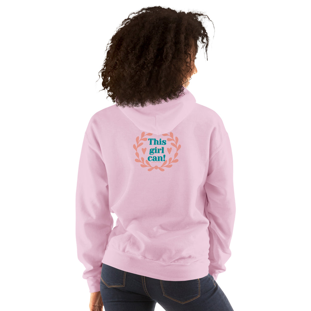 Sweat à capuche rose pâle avec grand logo « This girl can! » au dos