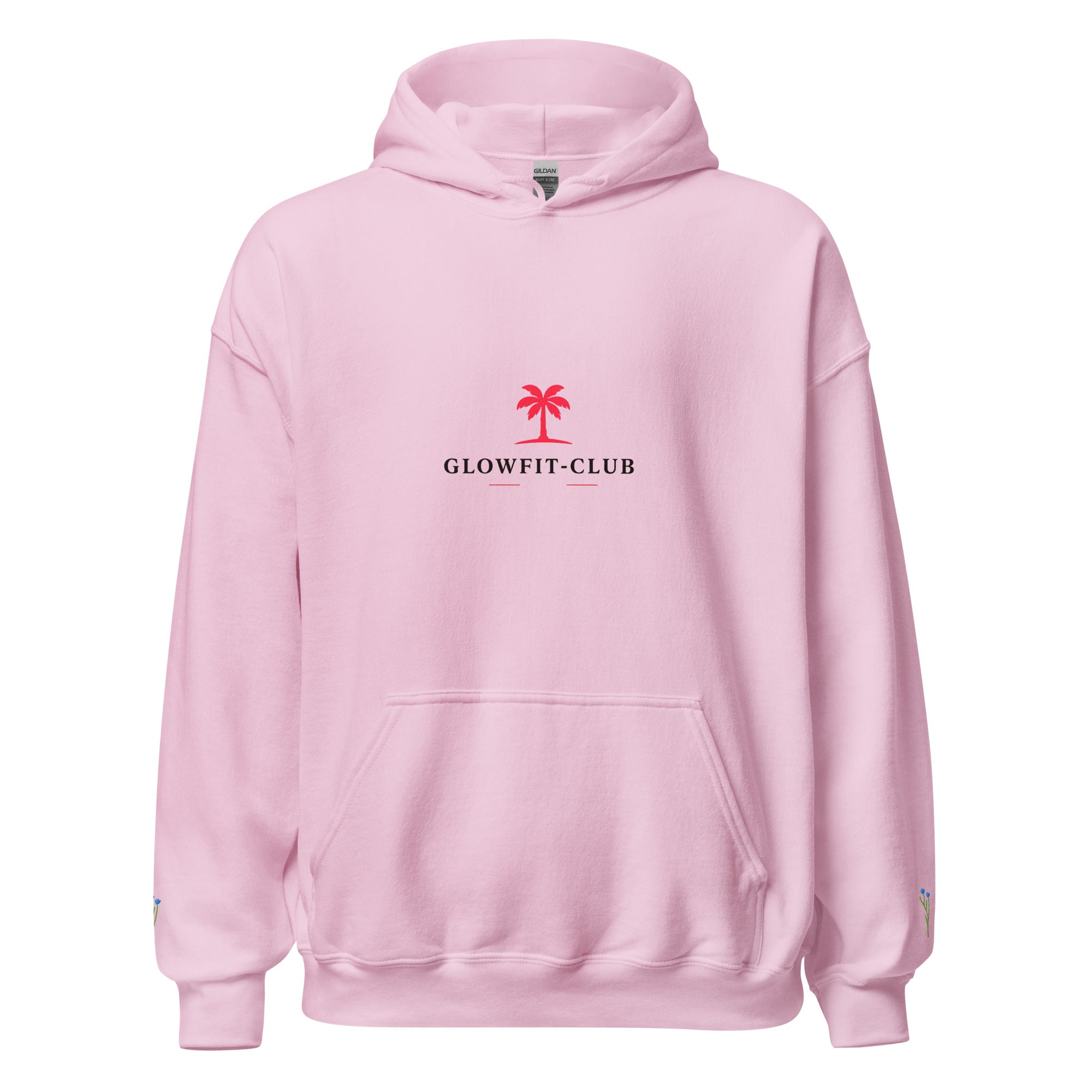 Sweat à capuche rose pâle avec logo sur la poitrine et poche kangourou