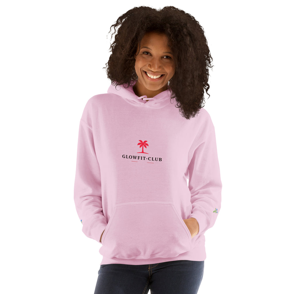 Sweat à capuche rose pâle avec logo poitrine, poche kangourou