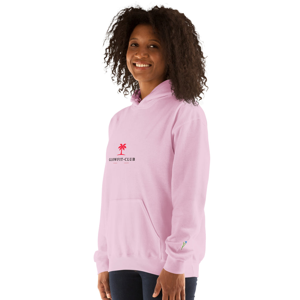 Sweat à capuche rose pâle avec logo poitrine, capuche et poche kangourou