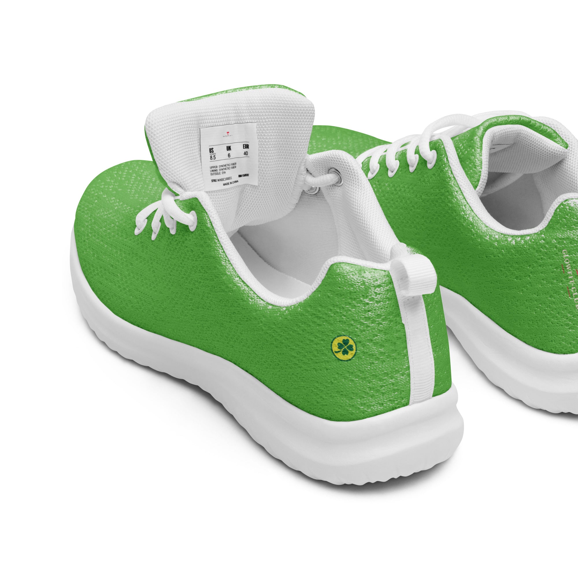 Chaussures de sport LUCKY CHARM vertes, doublure blanche, étiquette au talon