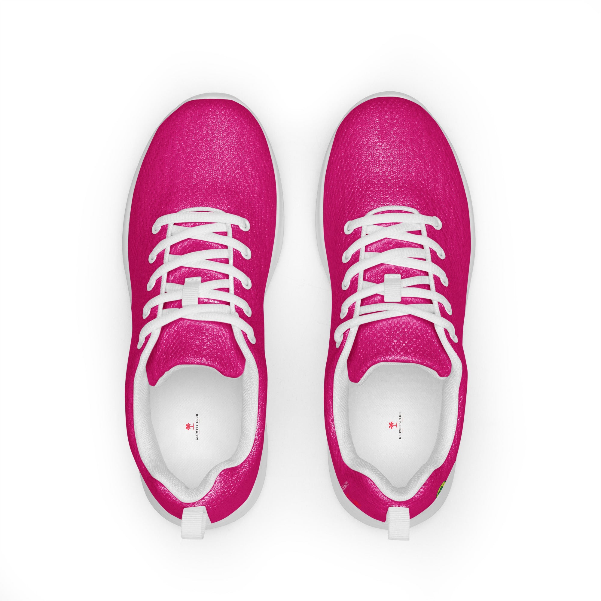 Chaussures de sport fuchsia, lacets blancs, semelle extérieure épaisse blanche