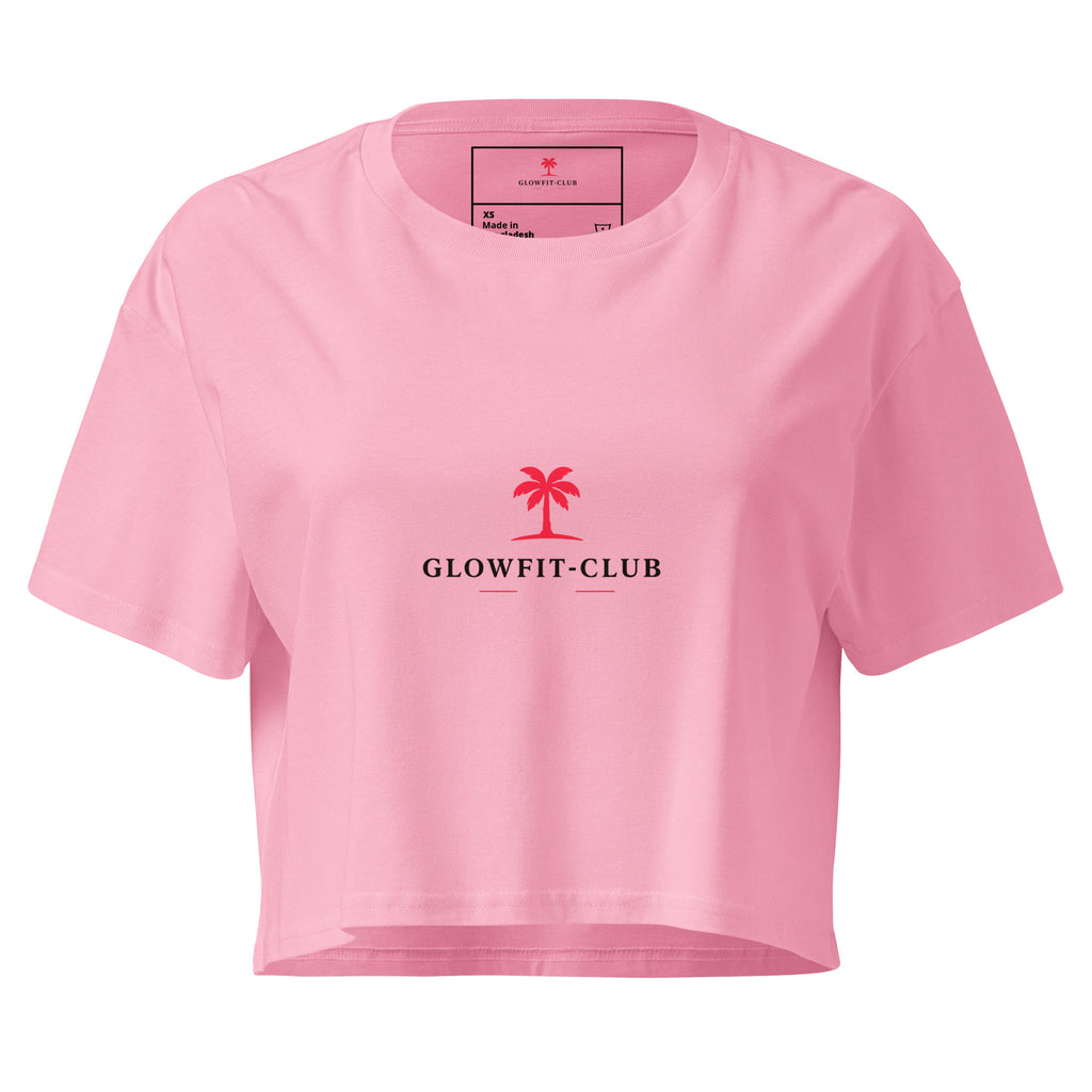 Haut court rose à manches courtes avec logo Glowfit-Club