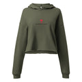 Haut sweat court vert olive à capuche, logo Glowfit-Club et motif Plant Trees