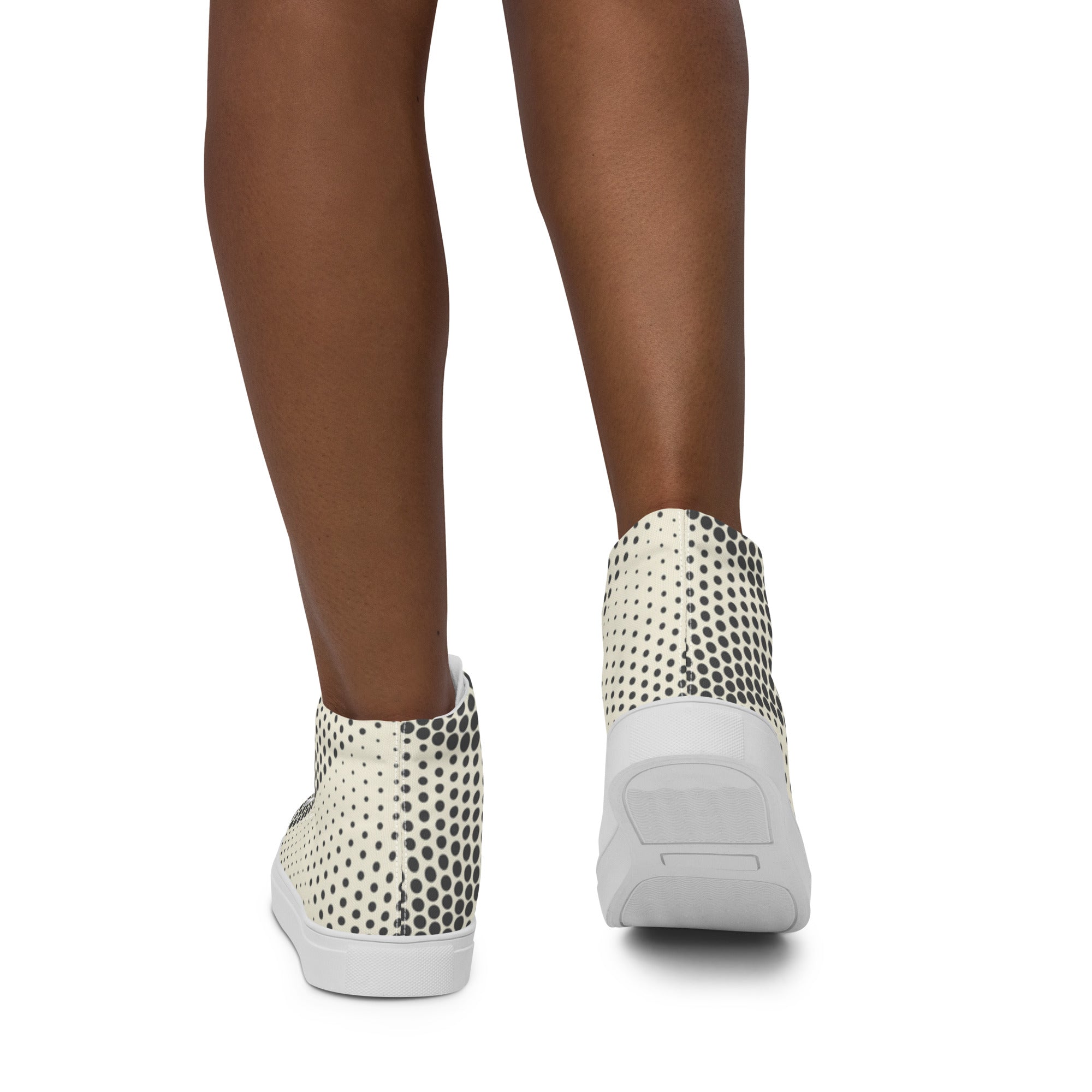 Baskets hautes en toile GALUCHAT ART DECO à pois, semelle blanche et talon