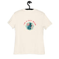 T-shirt crème dos avec motif chat bleu-vert et texte « I'M A CAT MUM »